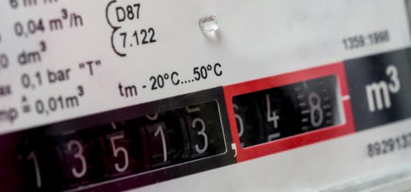 Nahaufnahme eines Gaszählers