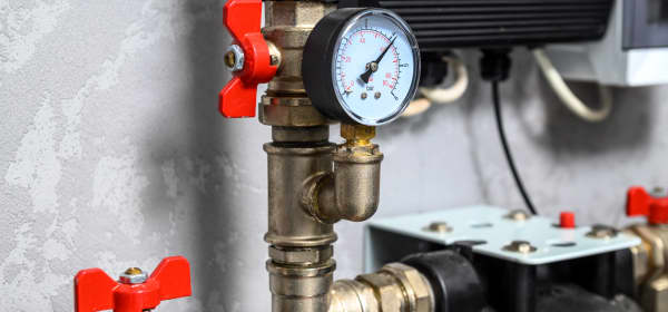 Nahansicht von Bestandteilen einer Heizungsanlage in einem Heizungskeller