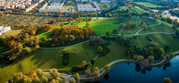 Luftansicht des Stadtrands von München