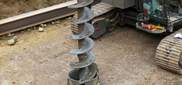 Nahansicht eines Bohrers für die Bohrung einer Erdwärmesonde