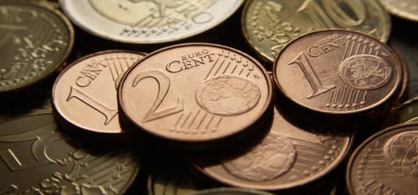 Nahaufnahme von Euromünzen