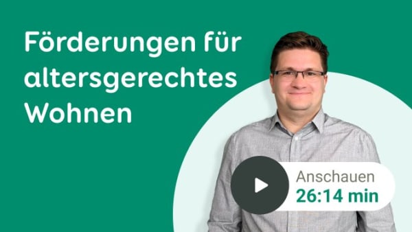 Webinar zum Thema Förderungen für altersgerechtes Wohnen mit Bild vom Experten Alexander Steinfeldt