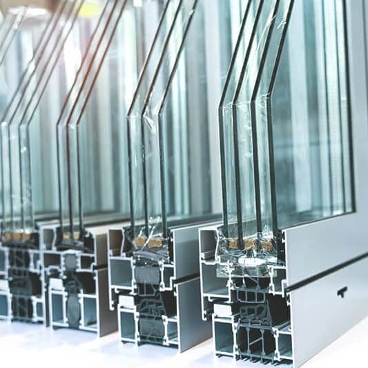 Querschnitt von Passivhausfenstern mit Zweifach- und Dreifachverglasung