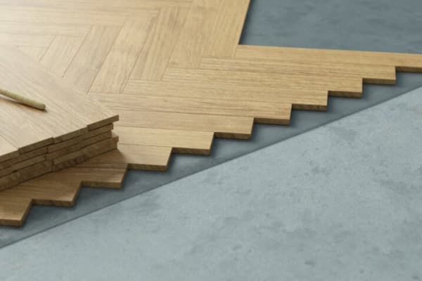 Parkettboden wird verlegt