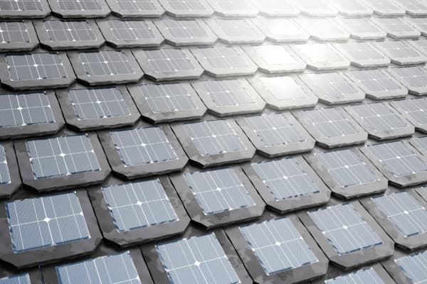 Dach mit Solardachziegel