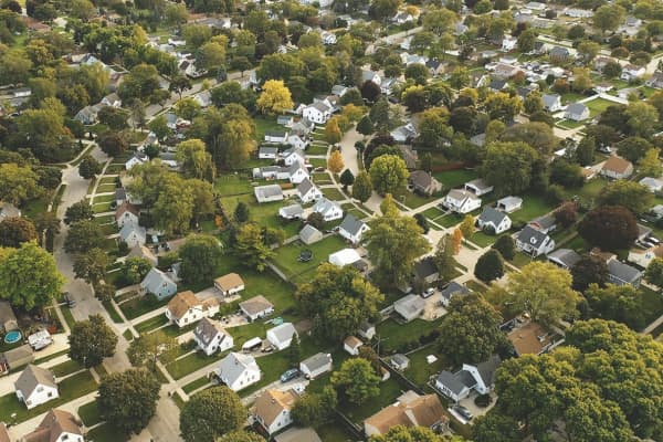 Wohnsiedlung aus Vogelperspektive