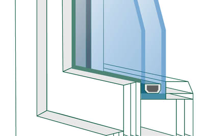 Kunststofffensterrahmen im Querschnitt