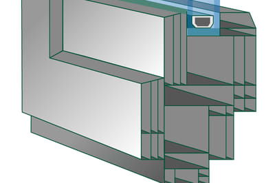 Metallfensterrahmen im Querschnitt