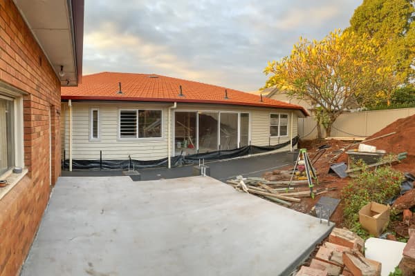 Betonbodenplatte für Wintergarten