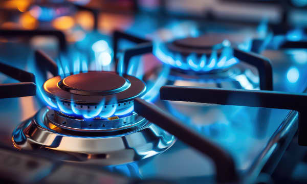 Angeschalteter Gasherd