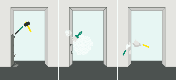 Renovierungsarbeiten an einem Haustürrahmen