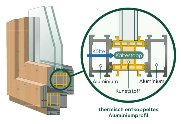 Grafik Wintergarten Aluminium-Holz-Verbund Querschnitt