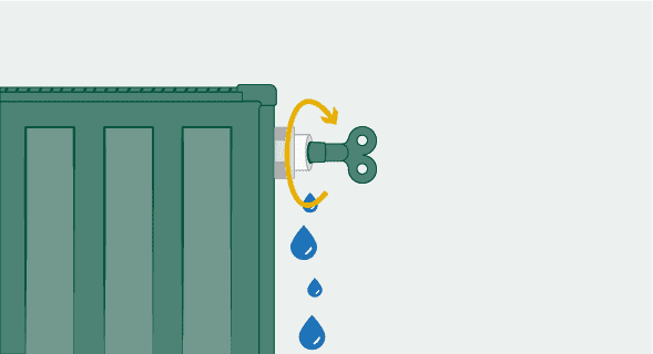 Heizung entlüften Schritt 4 - Der Heizkörper wurde so lange entlüftet bis Wasser aus dem Ventil austritt und wieder zudrehen