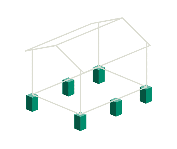 Grafik Punktfundament für eine Garage
