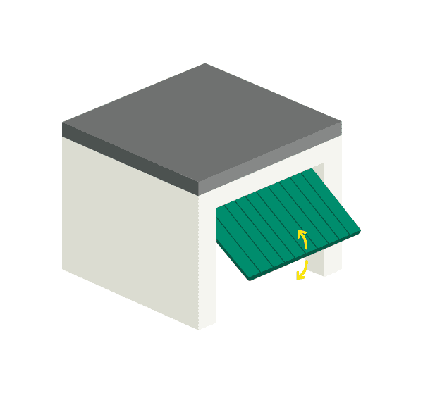 Schwingtor in einer Fertiggarage