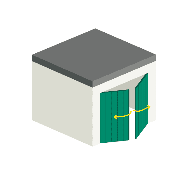 Garage mit aufklappendem Flügeltor