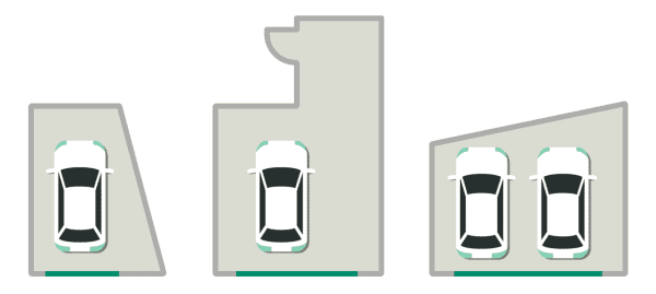Grundrisse von maßgeschneiderten Fertiggaragen mit Sondermaßen
