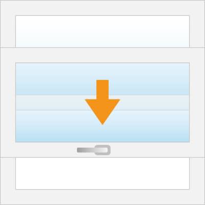 Schiebefenster mit vertikaler Öffnung – Grafik und Funktion