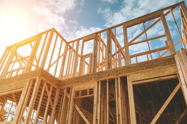 Gerüst eines Holzhauses