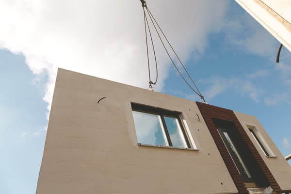 Fertighauswand wird geliefert