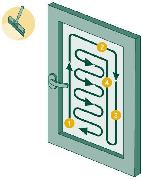 Fenster richtig putzen: Anleitung mit Abzieher – Schritt-für-Schritt-Bild