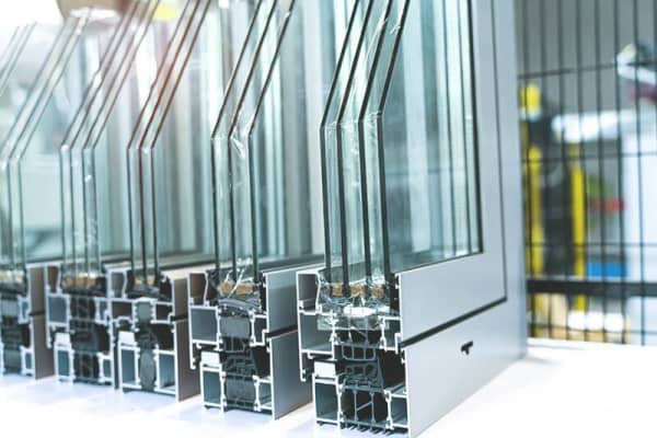 Querschnitt von Passivhausfenstern mit Zweifach- und Dreifachverglasung