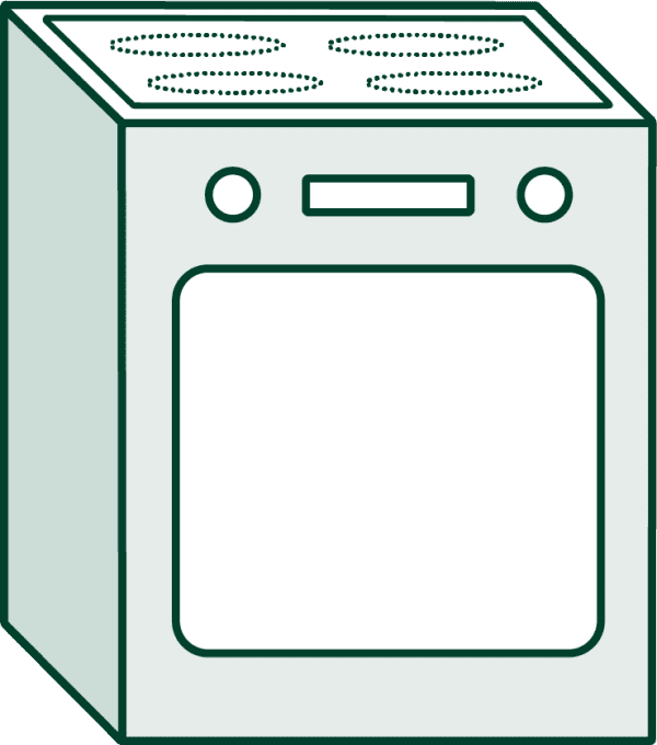 Grafik für einen modernen Herd für eine kleine Küche von Aroundhome