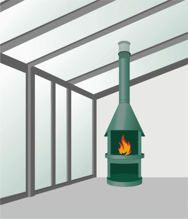 Wintergartenheizung mit Kamin