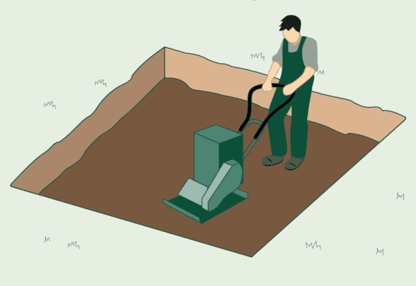 Wintergarten Fundament Verdichtung mit Rüttelplatte