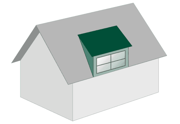 Schematische Darstellung eines Hauses mit Schleppgaube