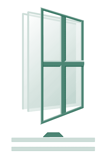 Sprossenfenster mit Vorsatzsprosse – Darstellung und Querschnitt