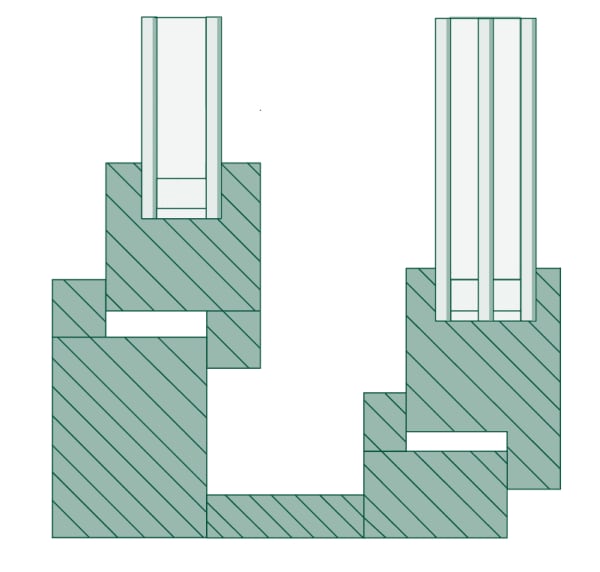 Kastenfenster – Schallschutzfenster mit Innen- und Außenflügel im Querschnitt