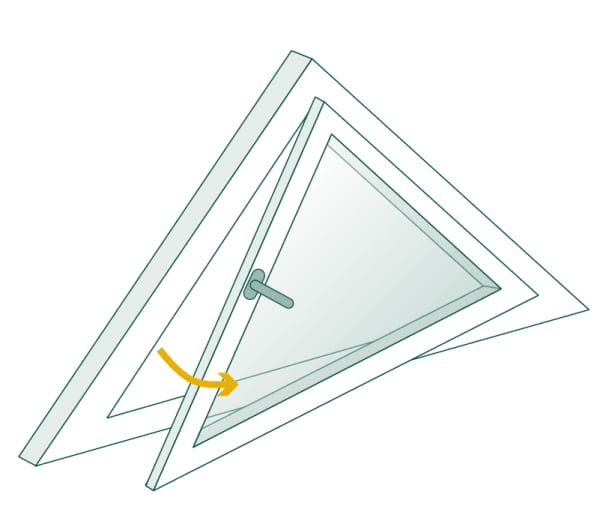 Dreiecksfenster zum Öffnen – Modernes, dreieckiges Fenster mit Dreh-Kipp-Funktion