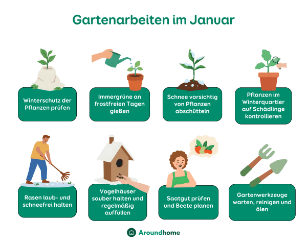 Grafische Darstellung der Gartenarbeiten im Januar