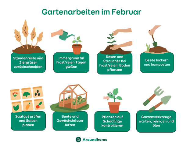 Grafische Darstellung der Gartenarbeiten für Februar