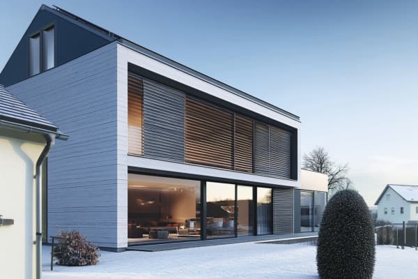 Modernes Haus mit Raffstores an der Glasfassade