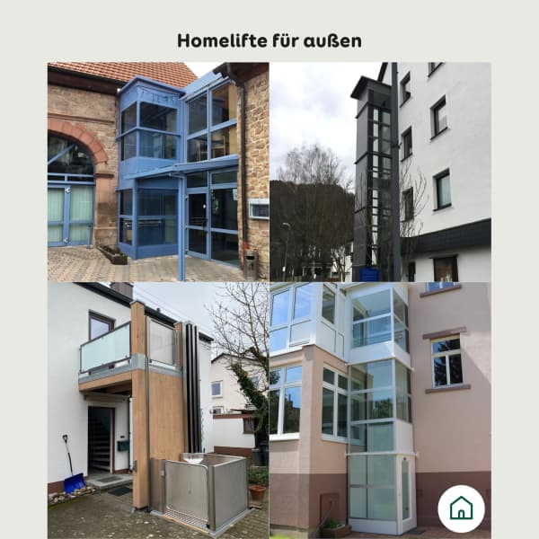 Beispiele für einen Homelift aussen angebracht.