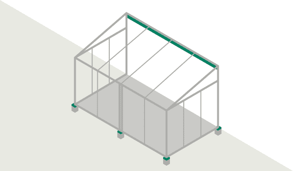 Grafik eines Wintergartenbausatzes mit Rahmenkonstruktion.
