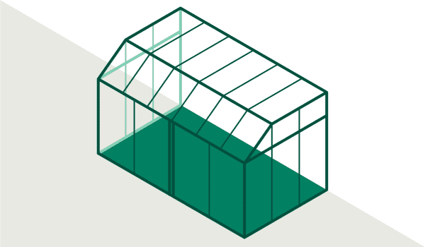 Grafik eines Anlehnwintergartens mit Pultdach.