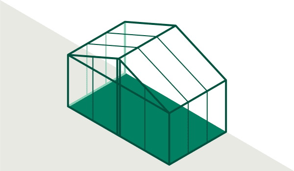Grafik eines Wintergartens mit Satteldach.