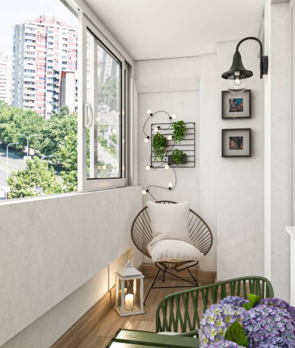 Teilverglasung für Balkon mit Schiebefenster