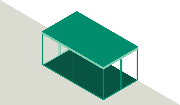 Grafik Wintergarten mit Flachdach