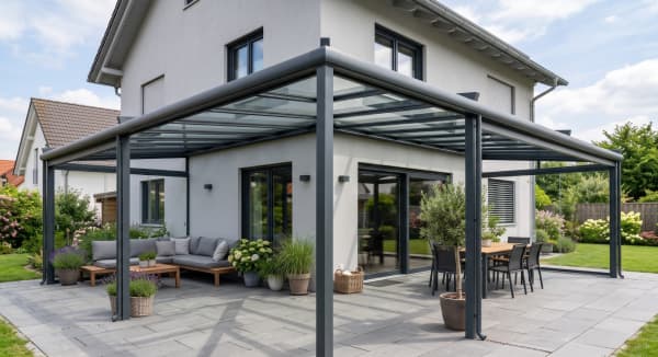 Terrassenüberdachung ums Eck