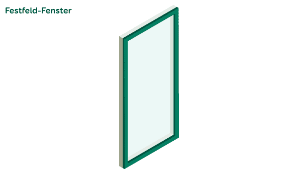 Grafik eines Bodentiefen Fensters mir Festverglasung.