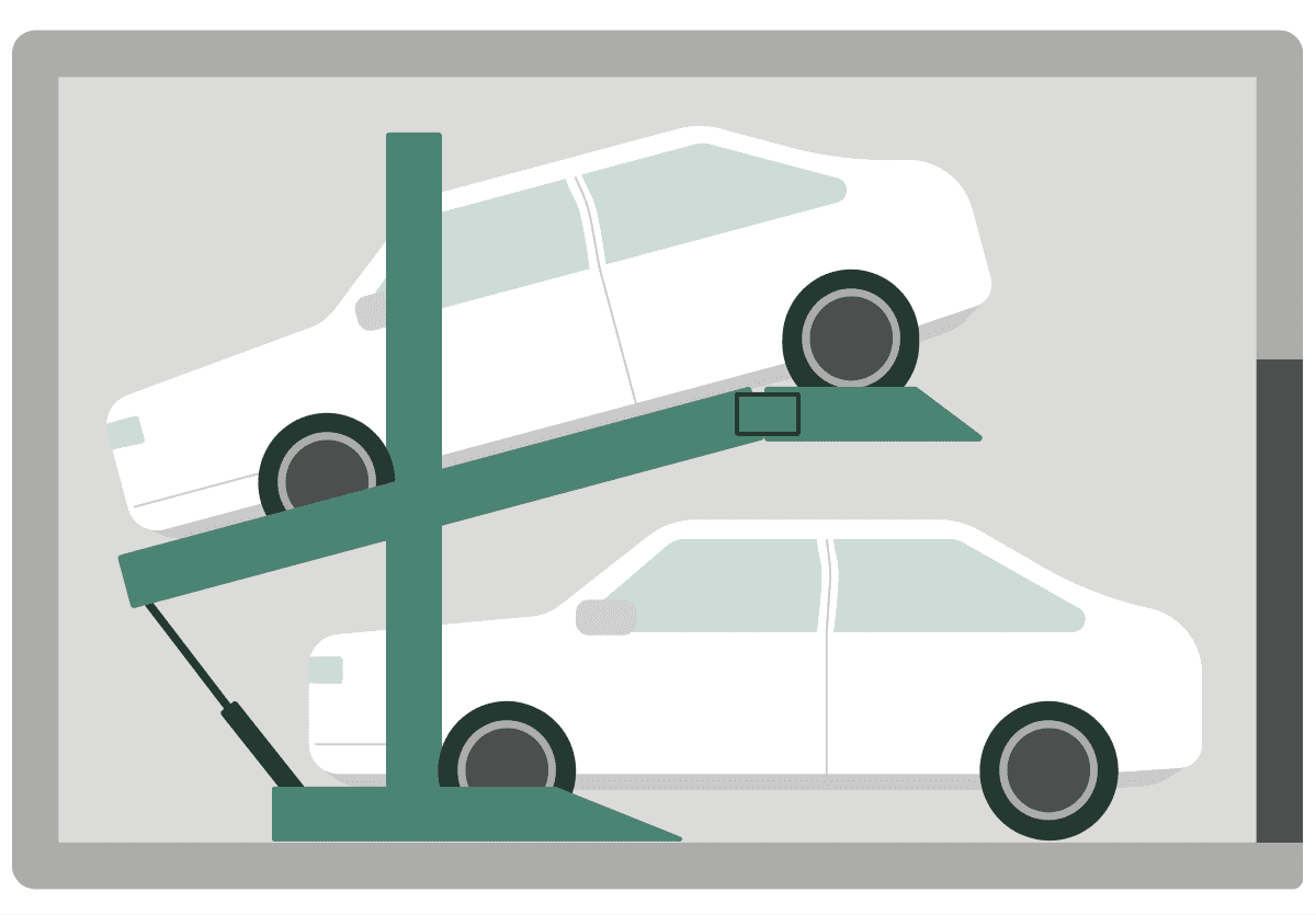 Nicht versenkbarer Duplex-Stellplatz mit zwei Autos