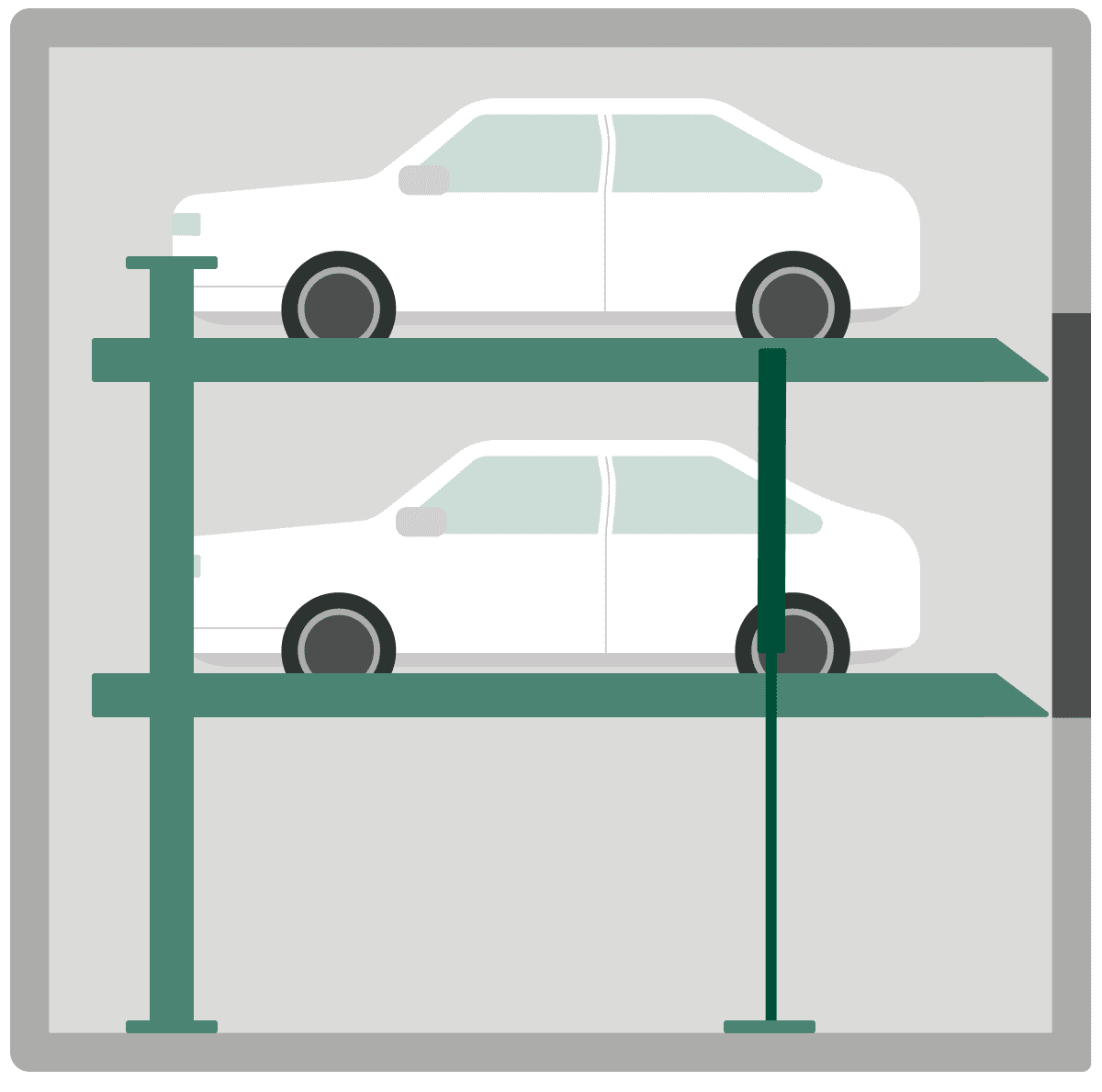 Versenkbare Garage mit zwei Plattformen für zwei Autos