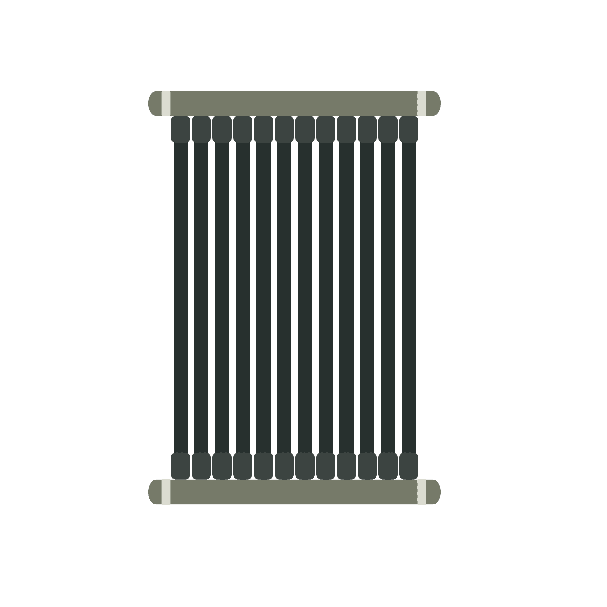 Grafische Darstellung eines Rippenabsorbers mit einzelnen Röhren.