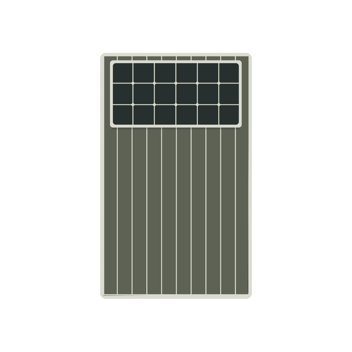 Grafische Darstellung eines dunkelbauen Luftkollektors mit integrierten Solarzellen auf der Oberfläche