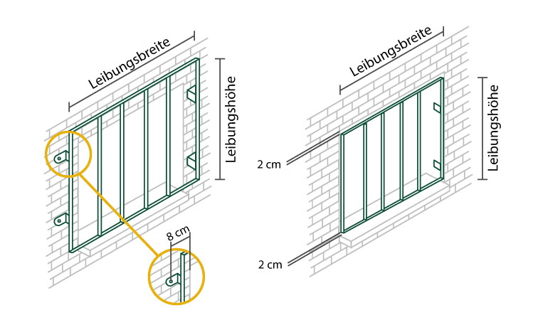 Grafik Montage von Fenstergittern