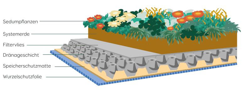 Garagendachbegruenung Aufbau